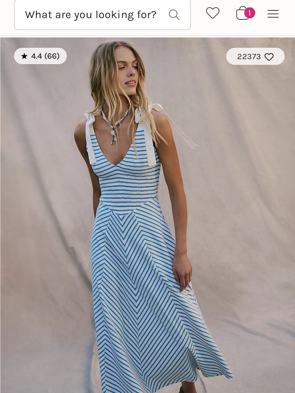 Free People Blue and White Striped Tie-Shoulder Maxi Dress